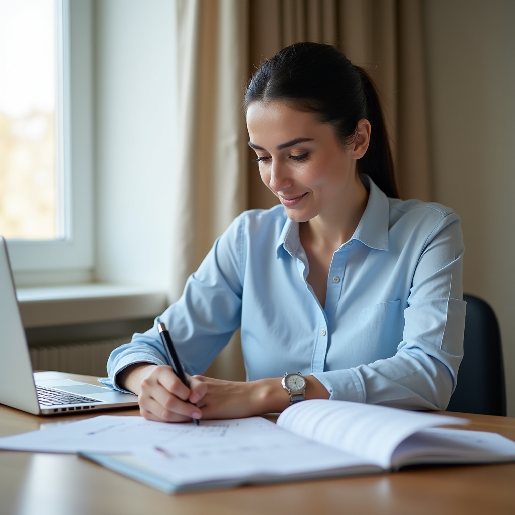 Фрилансер за планированием финансов на рабочем столе